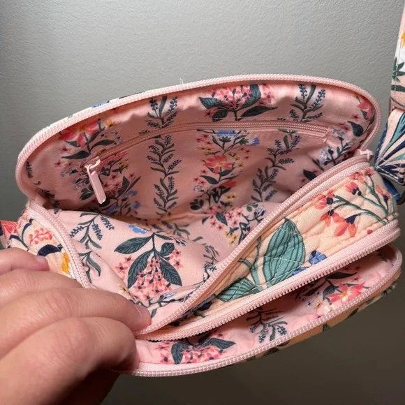 Vera Bradley Quilted Floral Crossbody Bag Peach Multi Double Zip Small Purse - Picture 8 of 11